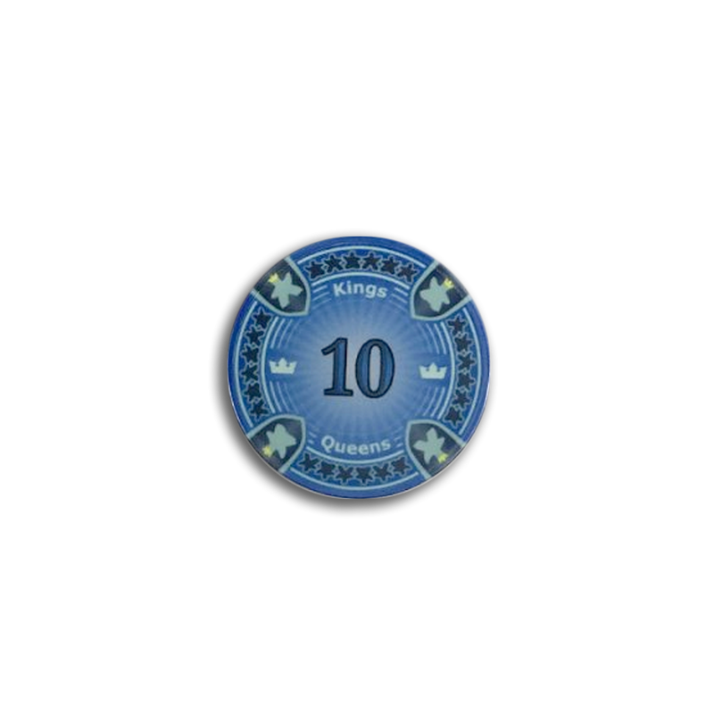 poker chip fiche kings en queens 10 blue