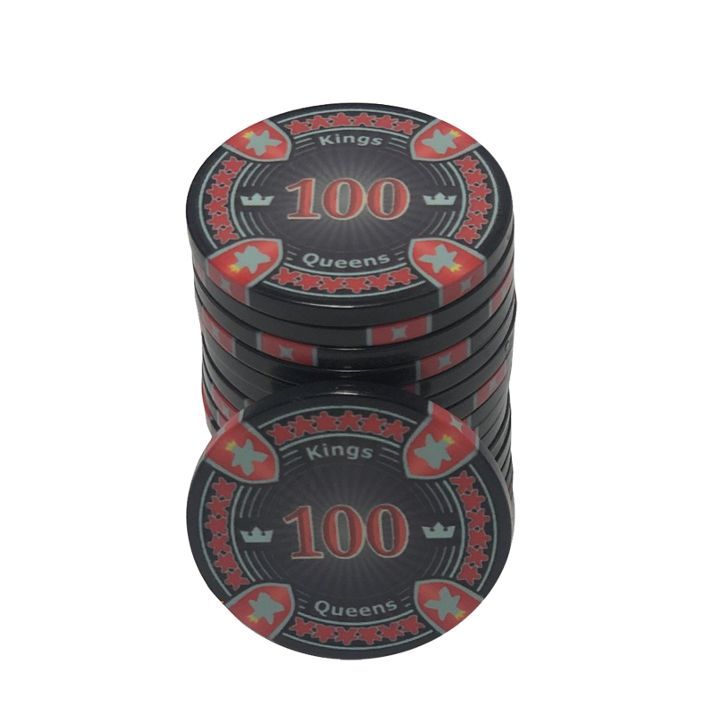 poker chip stack fiches kings en queens black red