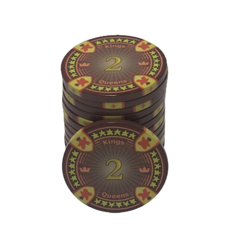 poker chip stack fiches kings en queens 2 dark red
