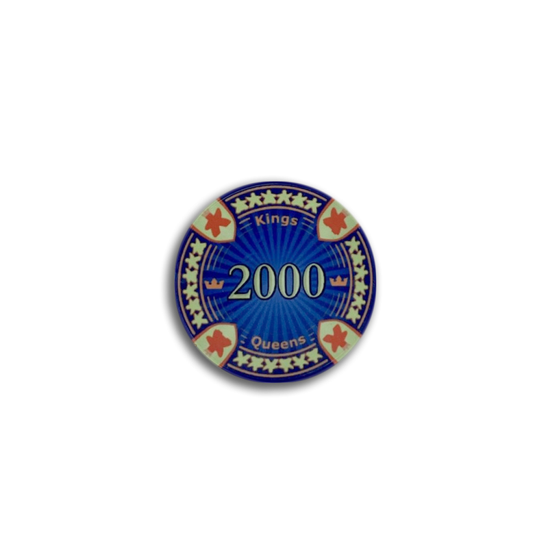 poker chip fiche kings en queens 2.000 blue