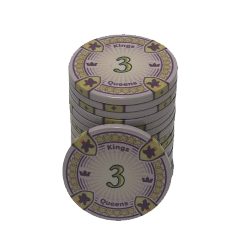 poker chip stack fiches kings en queens 3 white yellow