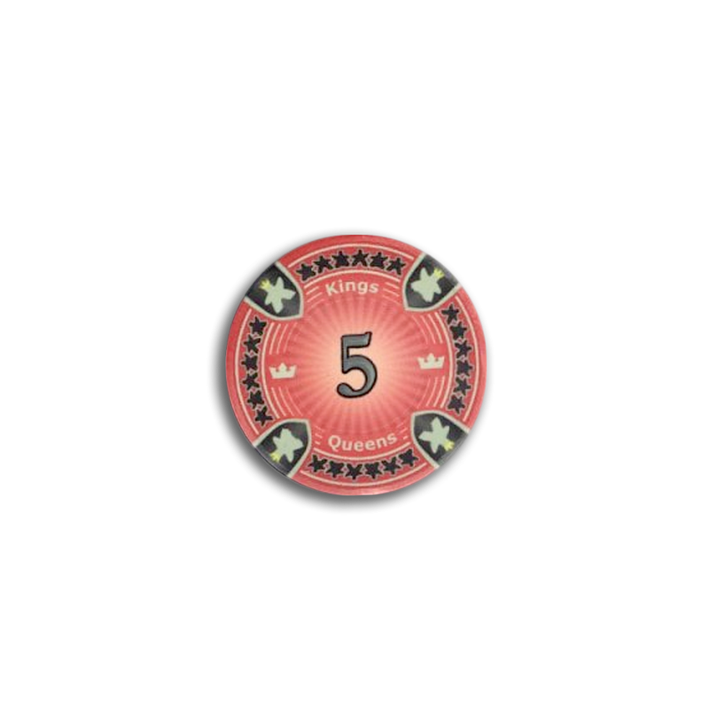 poker chip fiche kings en queens 5 red 