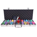 lazar no limit 500  poker set,  colorful poker chips, poker cards, dealer button and poker case