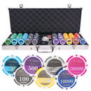 lazar no limit 500 poker set, poker chips, poker cards, dealer button and poker case