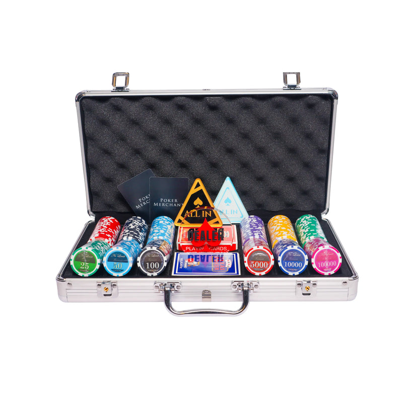 lazar no limit poker set, colorful poker chips, Poker cards, Dealer button and Poker case