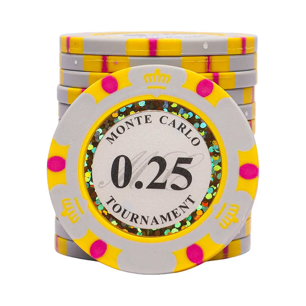 monte carlo poker chip 0.25 bright yellow white