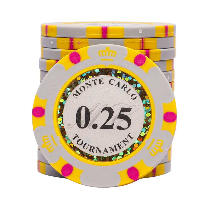 monte carlo poker chip 0.25 bright yellow white