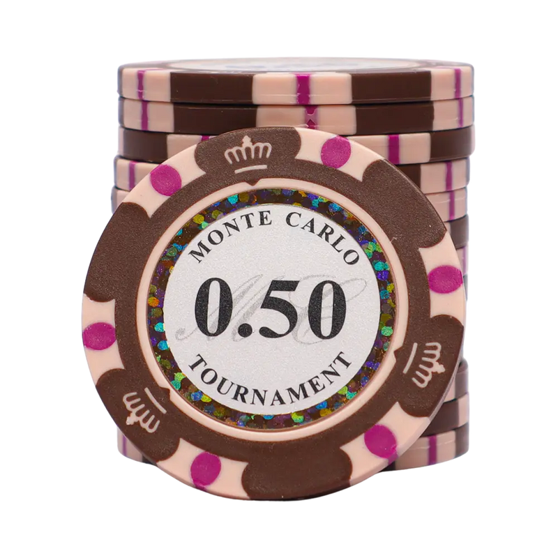 monte carlo poker chip 0.50 brown light pink