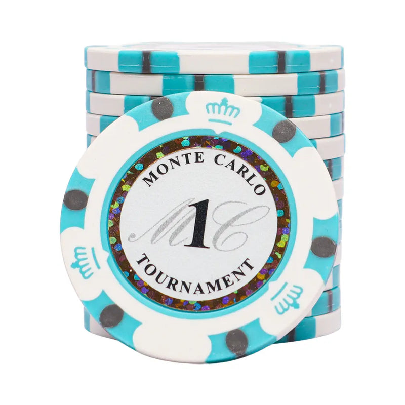 lmonte carlo poker chip 1 light bue white