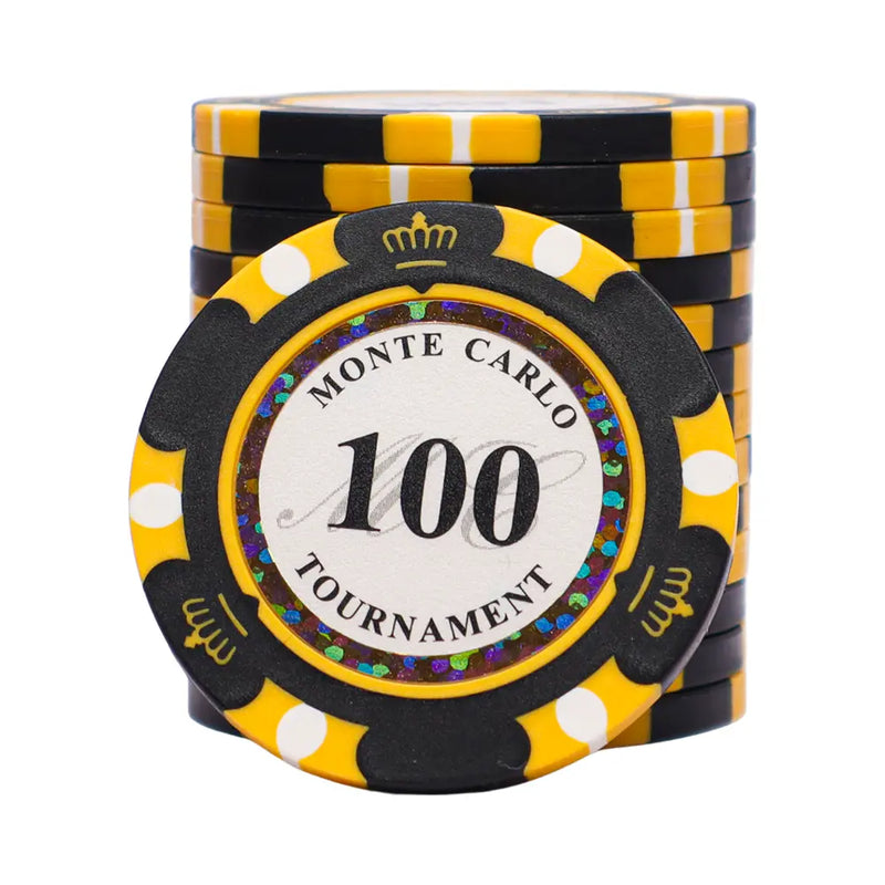 monte carlo poker chip 100 black yellow