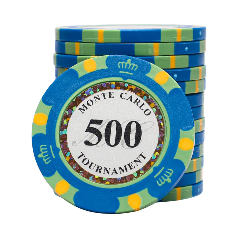 monte carlo poker chip 500 blue light green