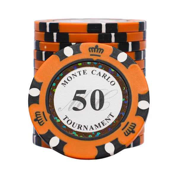 monte carlo poker chip 50 orange black