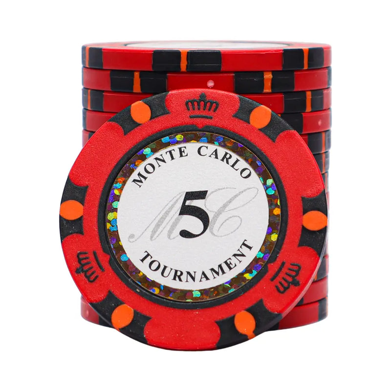 monte carlo poker chip 5 red black