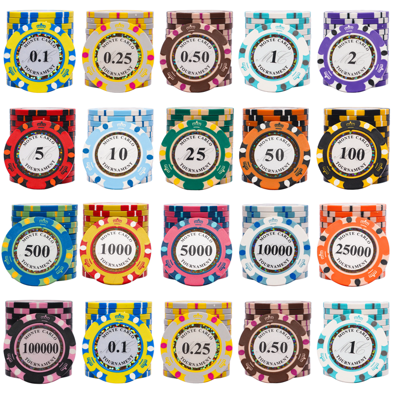 All Monte Carlo Poker Chips denominations and colors