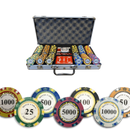 preview monte carlo pokerset tournament 300, overview of our colorful poker chips, poker cards and a dealer button