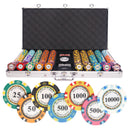 monte carlo tournament 750 poker set,  colorful poker chips, poker cards, dealer button and poker case