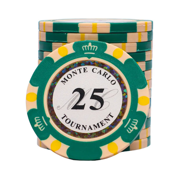 monte carlo poker chip 25 green light pink