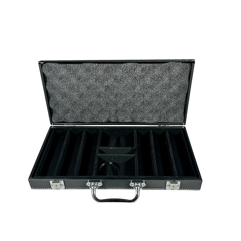Poker Case Black Leather 300 - open