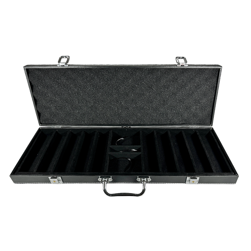 Poker Case Black Leather 500 - open