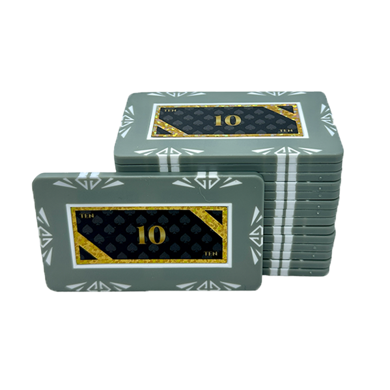 poker plaque clay composite stack 10 grey