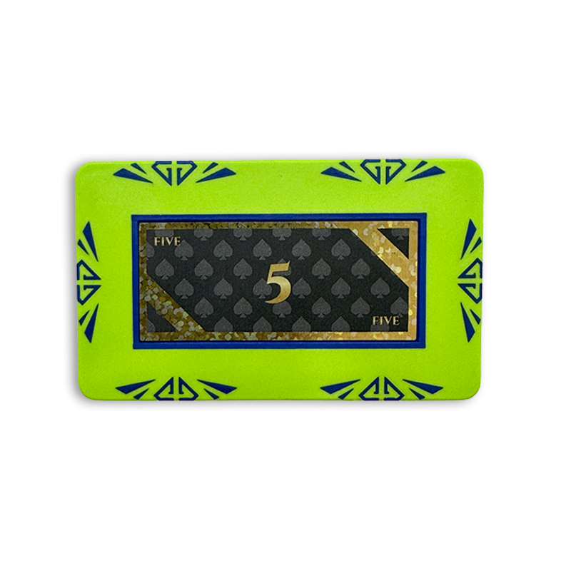 poker plaque clay composite 5 lime green