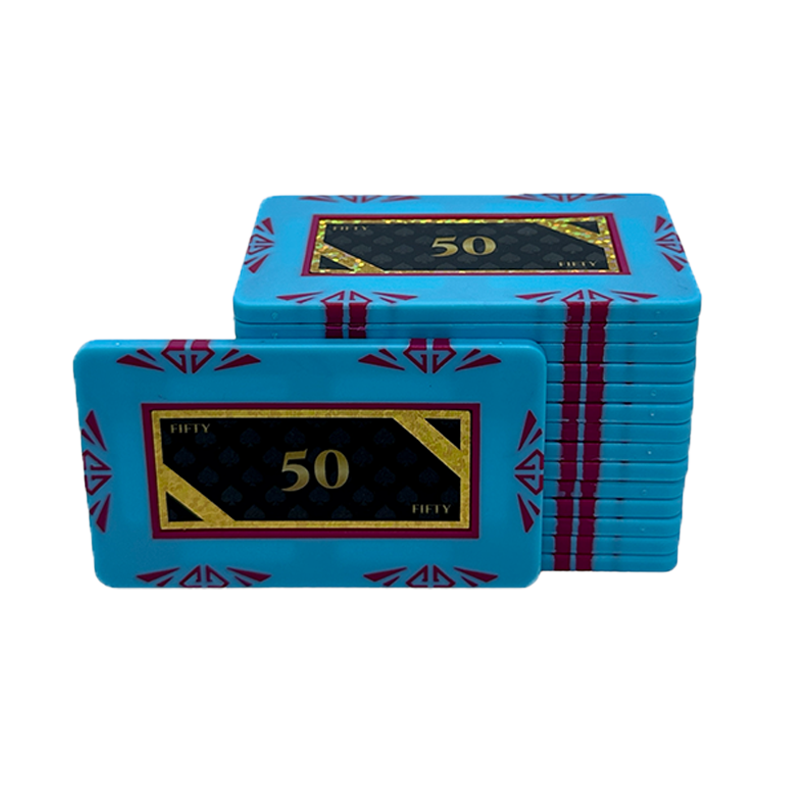 poker plaque clay composite stack 50 blue