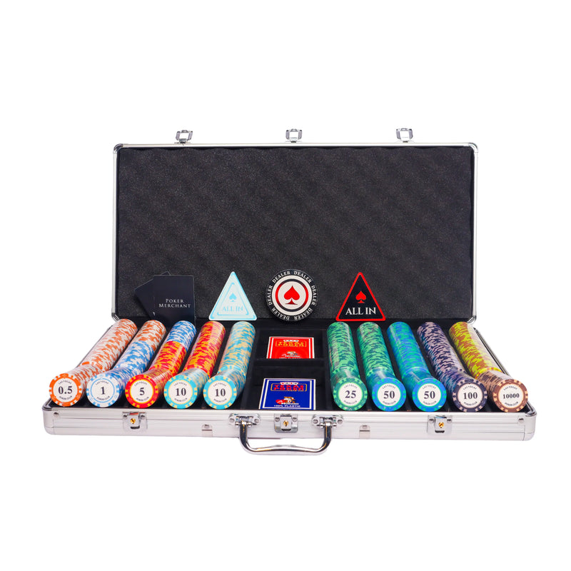 ceramic las vegas 750 poker set, colorful poker chips, Poker cards, Dealer button and Poker case