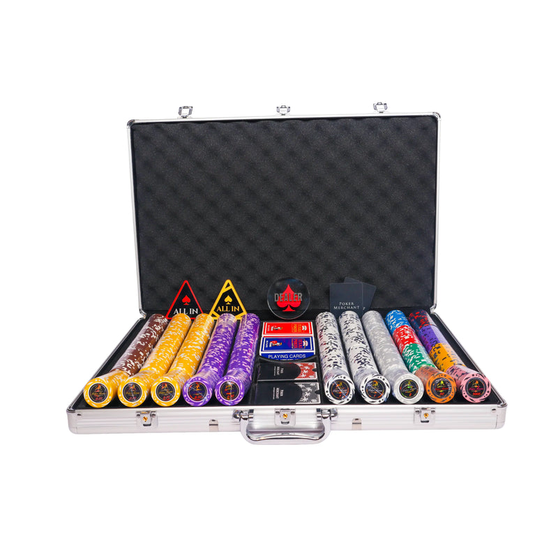 lion poker room 1000 poker set, colorful poker chips, Poker cards, Dealer button and Poker case