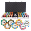 monte carlo tournament 750 poker set, colorful poker chips, poker cards, dealer button and poker case