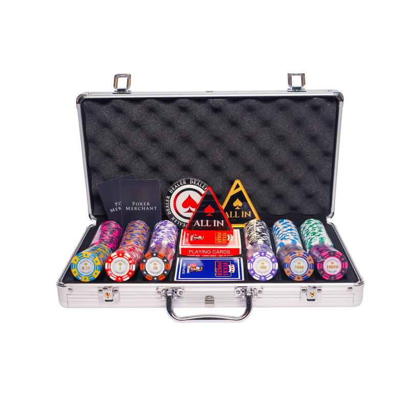 royal crown 300 poker set, colorful poker chips, Poker cards, Dealer button and Poker case