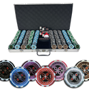 preview poker set ultimate 750, overview of our colorful poker chips, poker cards and a dealer button