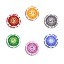 6 colorful pokerchips cash game lazar suits