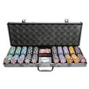 pokerset royal crown cash game tournament 500, overview of our colorful poker chips, poker cards and a dealer button