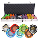 royal cardroom 500 poker set cash game, poker chips, poker cards, dealer button and poker case