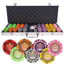 royal cardroom 500 poker set, poker chips, poker cards, dealer button and poker case