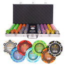 royal cardroom 750 poker set cash game, colorful poker chips, poker cards, dealer button and poker case