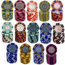 colorful stacks royal crown clay poker chips
