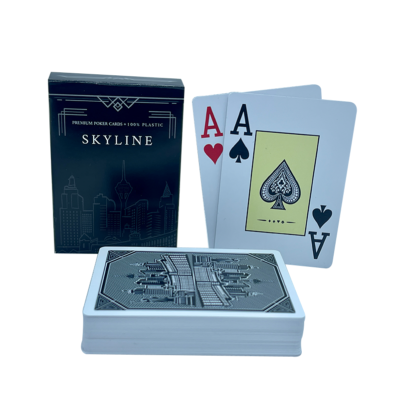 Poker Playing Cards Skyline Plastic Black 2 Index