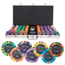 skyline poker set, colorful poker chips, poker cards, dealer button and poker case
