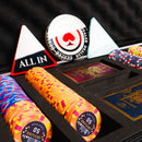 skyline poker set, all in/ dealer button and poker cards