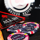 skyline poker chips grey and pink and all in button
