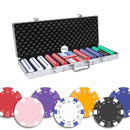 preview the dice 500 poker set, overview of our colorful poker chips, poker cards and a dealer button