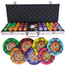 the nuts 500 poker set, colorful poker chips, poker cards, dealer button and poker case