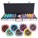 ultimate 500 poker set, colorful poker chips, poker cards, dealer button and poker case