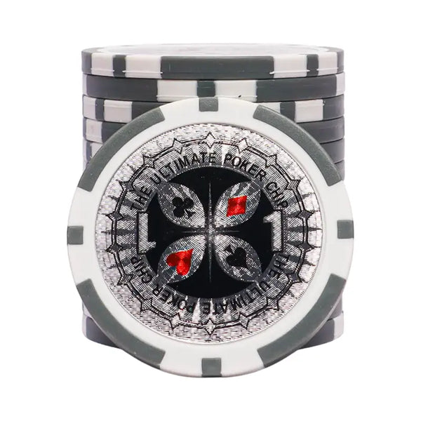 ultimate poker chip 1 grey white