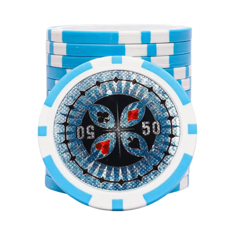 ultimate poker chip 50 light blue white