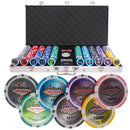 vegas nevada 750 poker set, poker chips, poker cards, dealer button and poker case