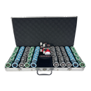 vegas nevada 750 set, overview of our colorful poker chips, poker cards and a dealer button